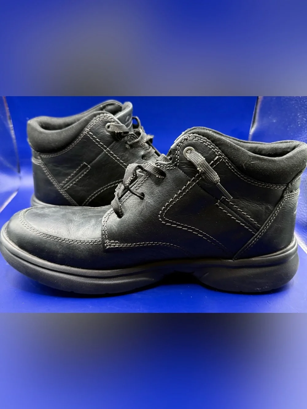 Clarks Collection Men's Black Leather Ankle Boots - Bradley Mid Size 9